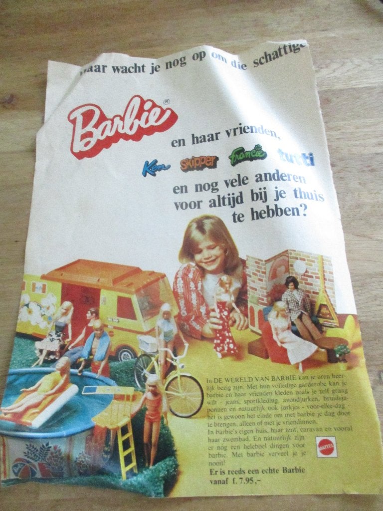 2 VINTAGE RECLAME ADVERTENTIES BARBIE, Ophalen of Verzenden, Gebruikt