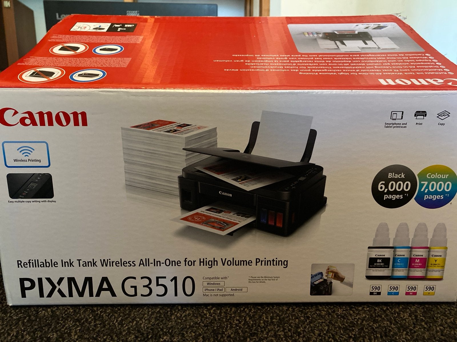 Canon Pixma G3510 printer - lekt, kleuren niet goed, Ophalen, Inkjetprinter, All-in-one, Kleur printen