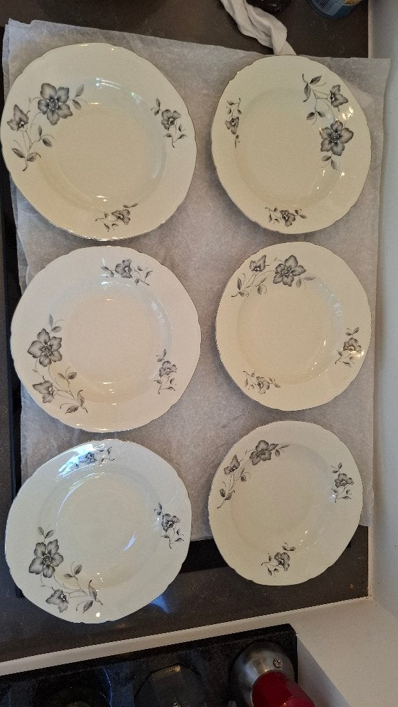 Antieke Art-Deco Soepborden (set van 6), Antiek en Kunst, Antiek | Servies compleet, Ophalen