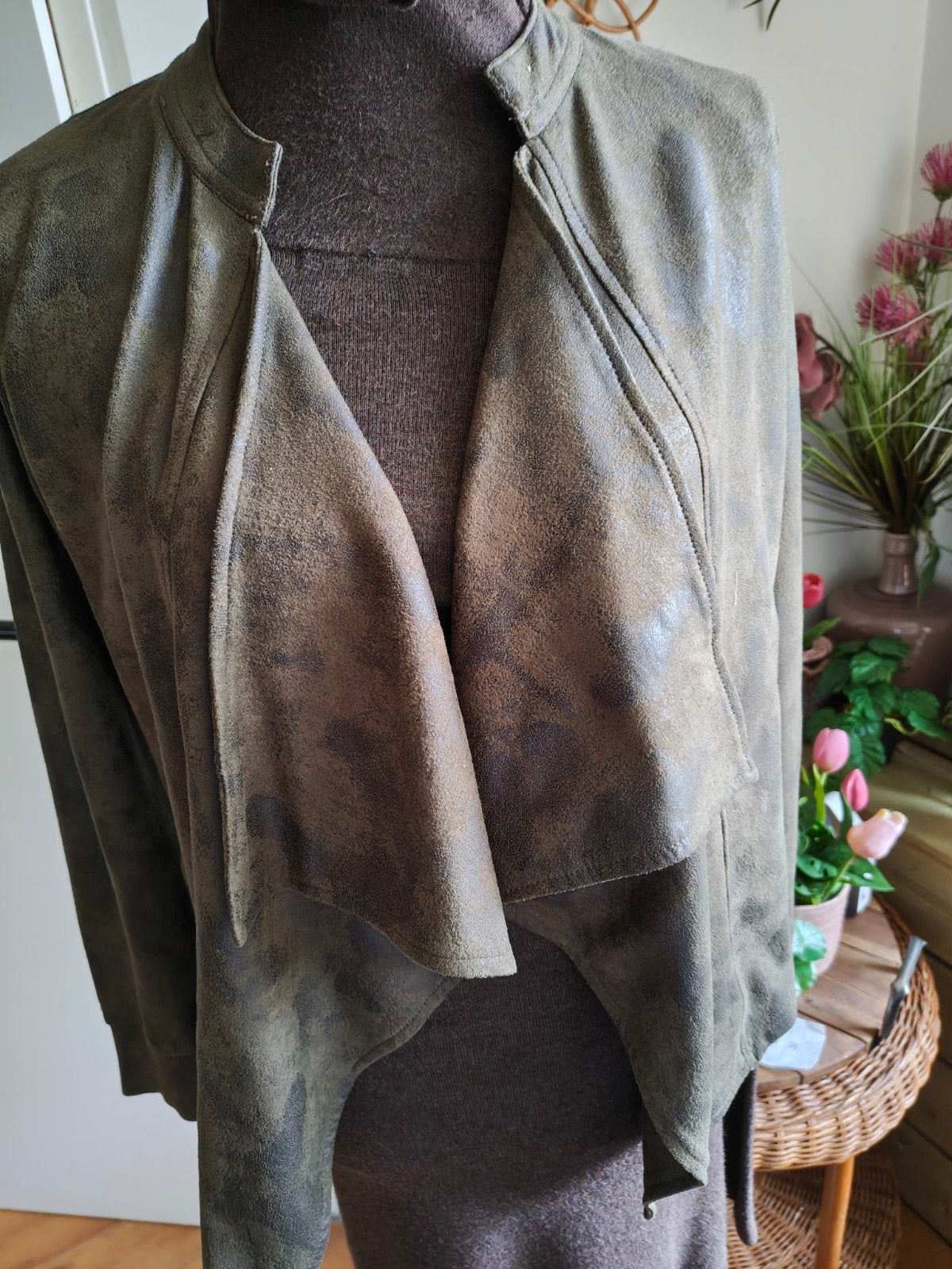 groen suedine vest jasje m l, Ophalen of Verzenden, Zo goed als nieuw, Groen