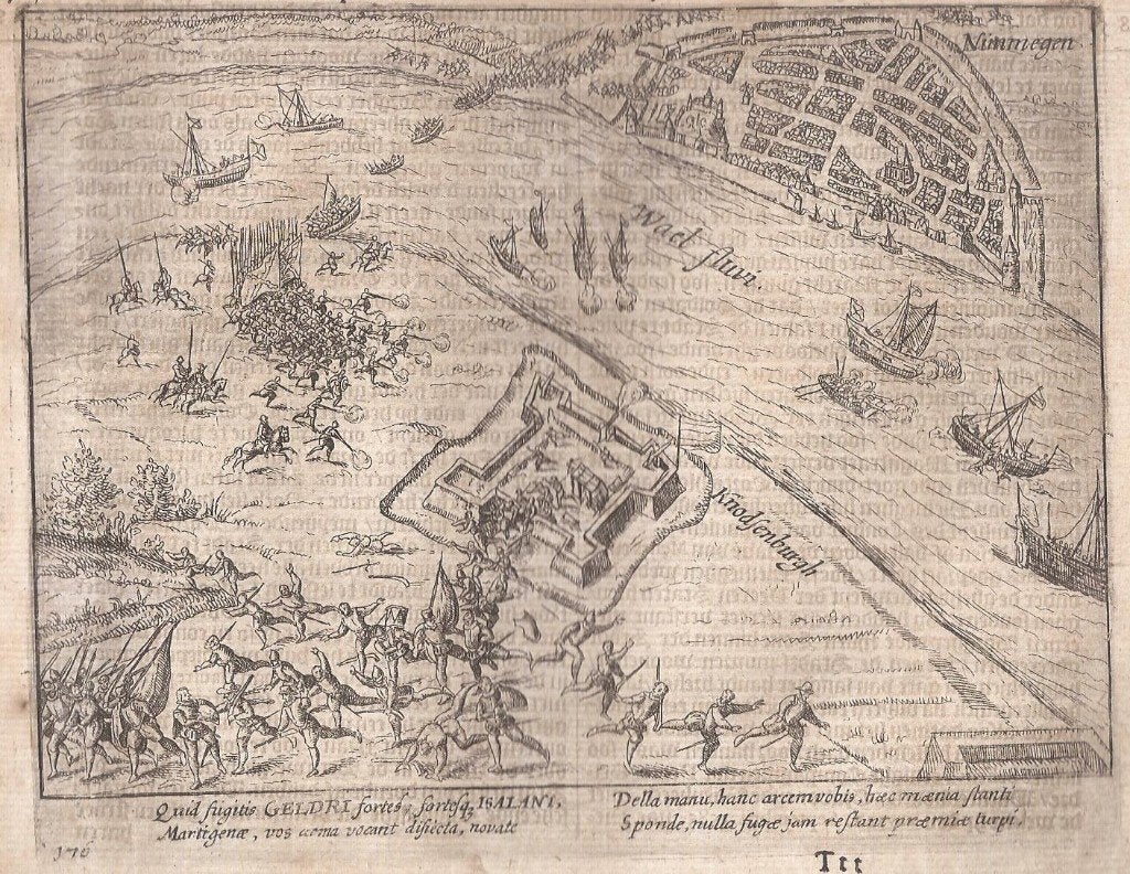 Nijmegen Engelsen bij Nijmegen door Parma verslagen 1585, Militair, 13 cm, 1600 - 1699, 17 cm