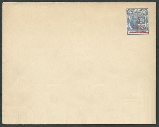 MAURITIUS 1898-99 QV 4Cents red on 18c. ultramarine Envelope, Verzenden, Overige landen, Postfris