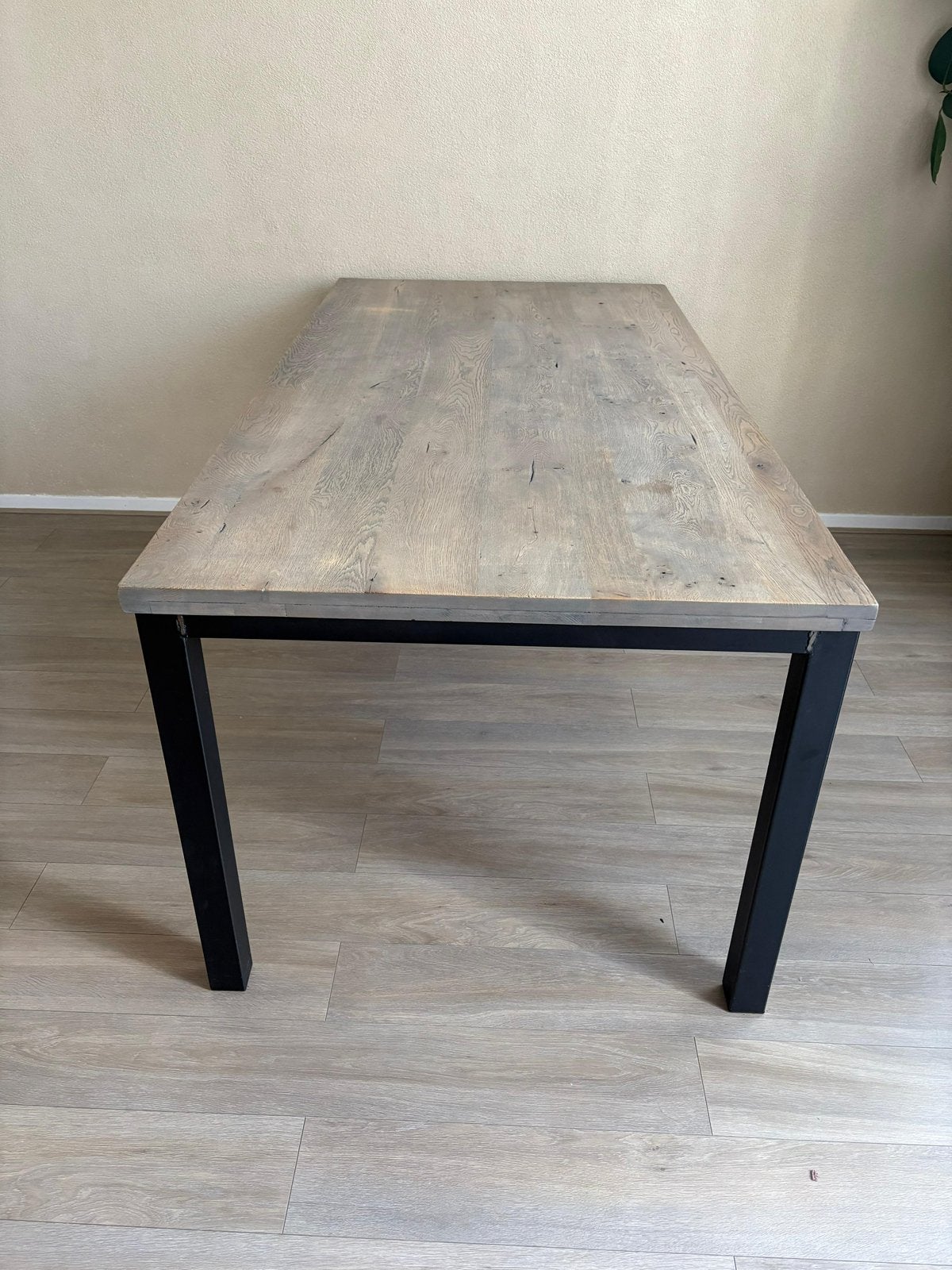 Eettafel eikenhout, Ophalen, Eikenhout, 200 cm of meer, 50 tot 100 cm