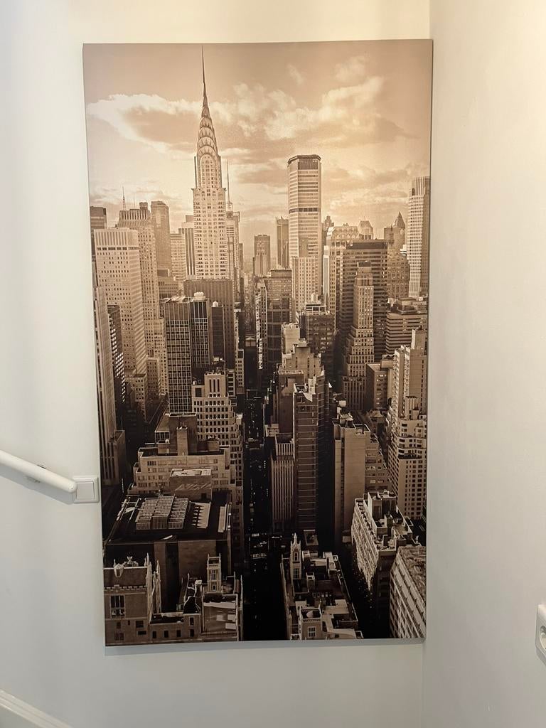New York Manhattan groot canvas schilderij sepa, Ophalen, 125 cm of meer, Zo goed als nieuw, Schilderij