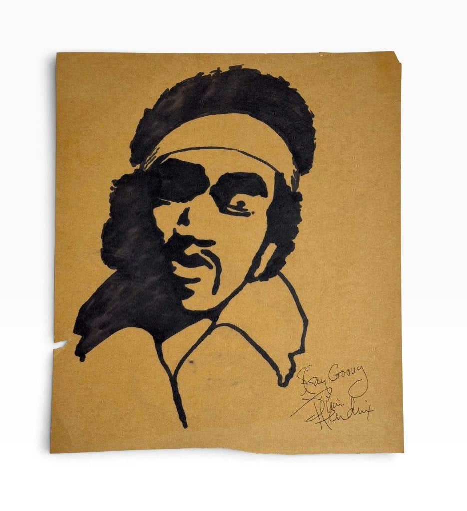 Jimi Hendrix Signed Artwork 1960's Dwight Russ, Ophalen of Verzenden, Gebruikt, Poster, Artwork of Schilderij, Gesigneerd