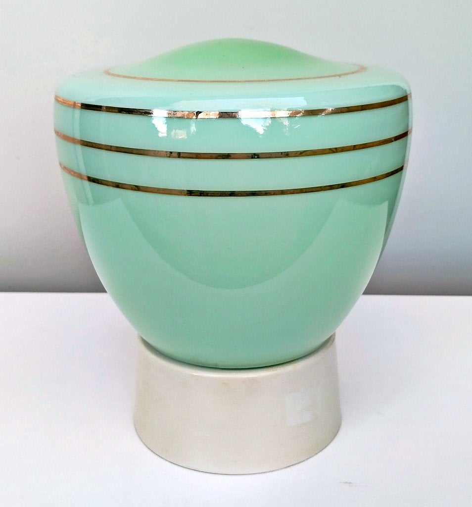 Antieke Thabur Lamp Bollamp Plafondlamp - Groen Glas, Ophalen of Verzenden