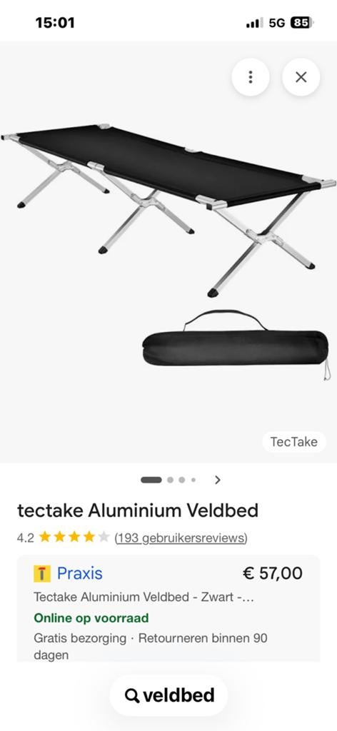 Veldbed, Ophalen, Zo goed als nieuw