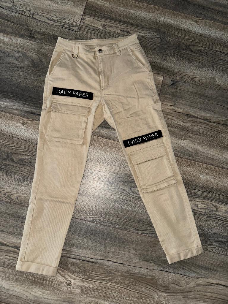 Daily Paper cargo broek, Ophalen, Beige, Maat 34 (XS) of kleiner, Lang