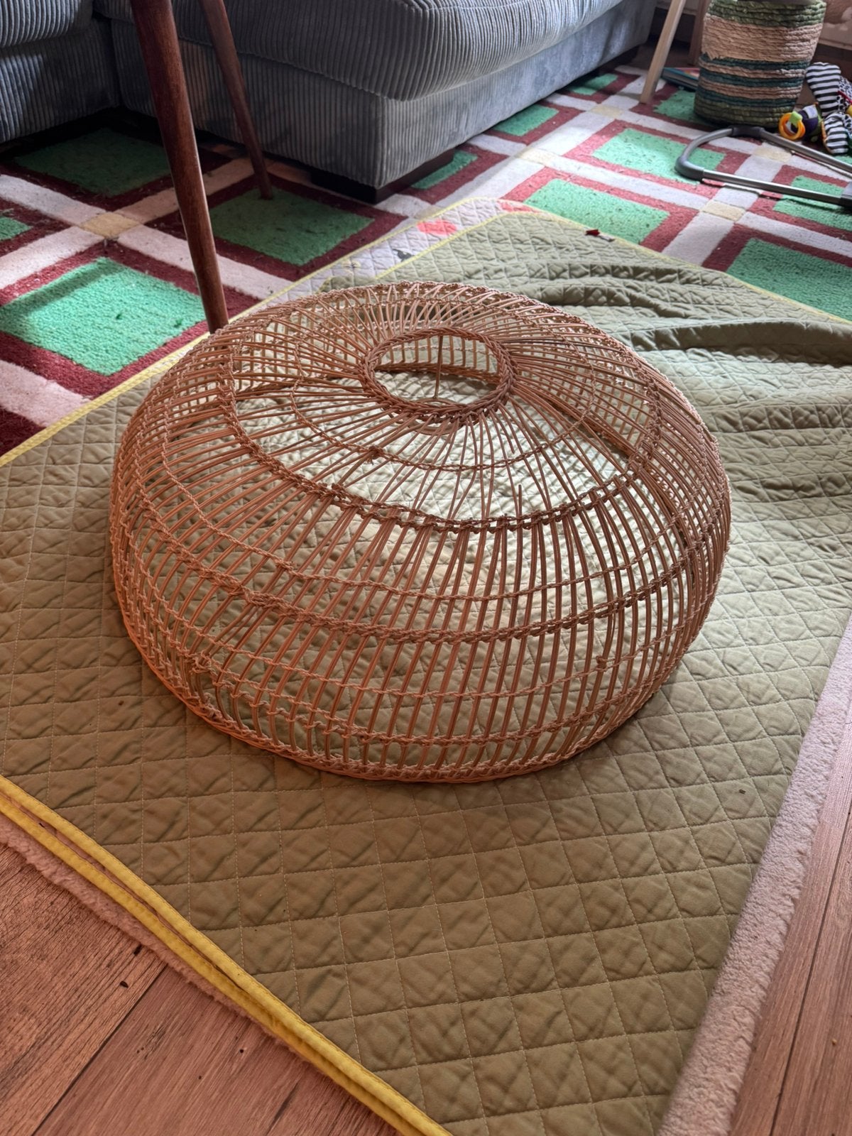 Hanglamp HK living 60cm, Ophalen, Zo goed als nieuw, Rond, Riet