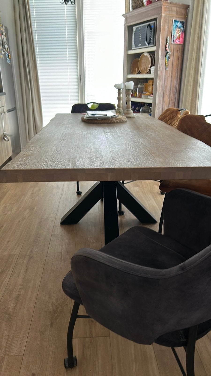Lichtbruine krasvrije tafel. Breed 0,95 en lengte 2,00, Huis en Inrichting, Tafels | Eettafels, 200 cm of meer, Zo goed als nieuw