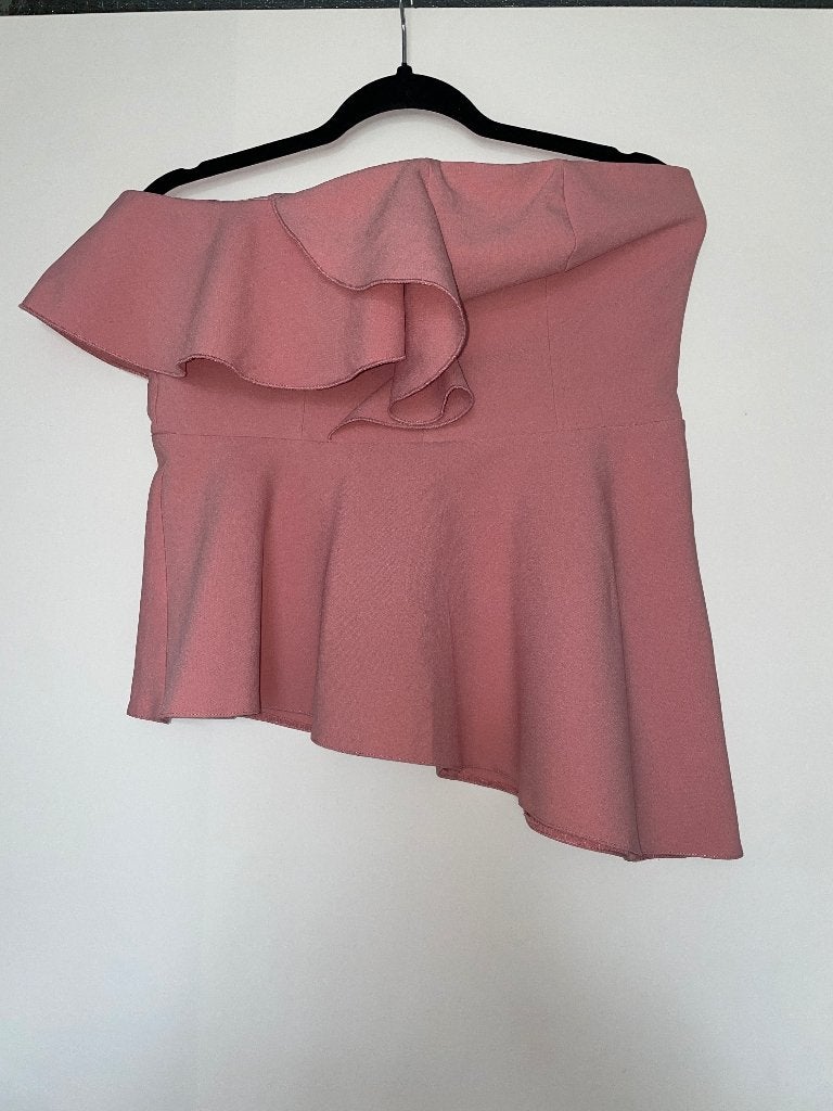 RIVER ISLAND roze peplum strapless top mt 40, Maat 38/40 (M), River Island, Ophalen of Verzenden, Zo goed als nieuw