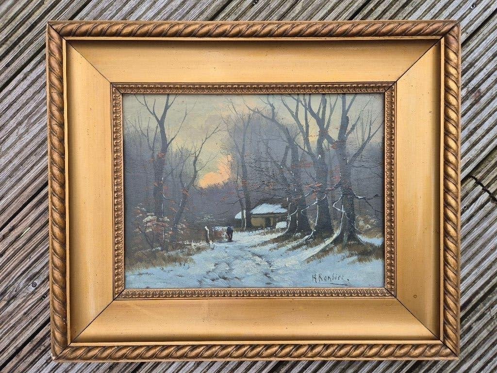schilderij A. Kombier, Paneel, Nederlandse school, Ophalen of Verzenden, Landschap