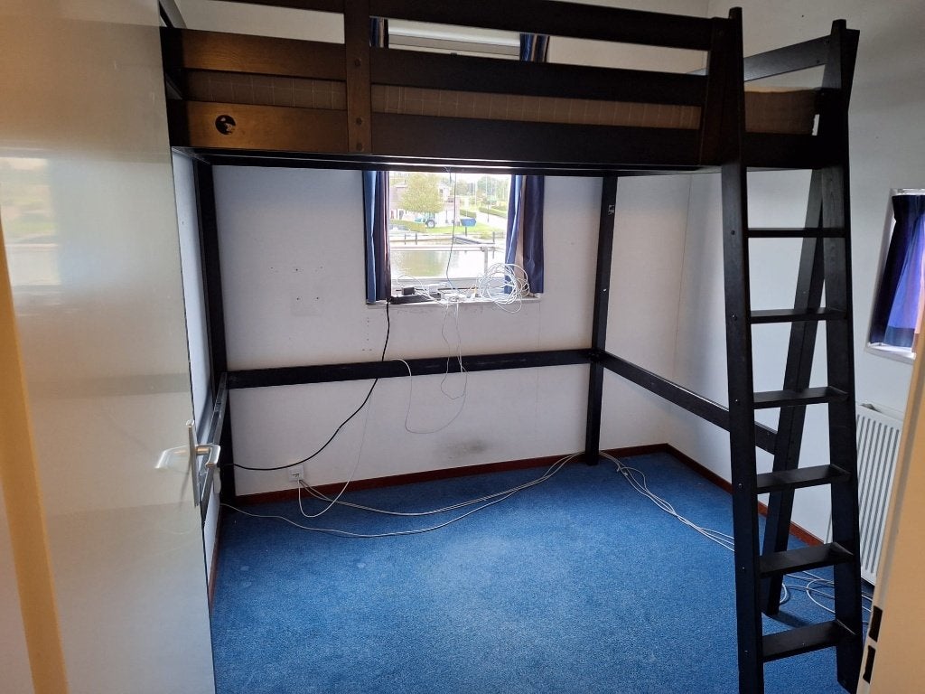 Ikea Stora Hoogslaper - Zwart - Frame + Matras (140x200), Ophalen, Gebruikt, Hoogslaper, 140 cm