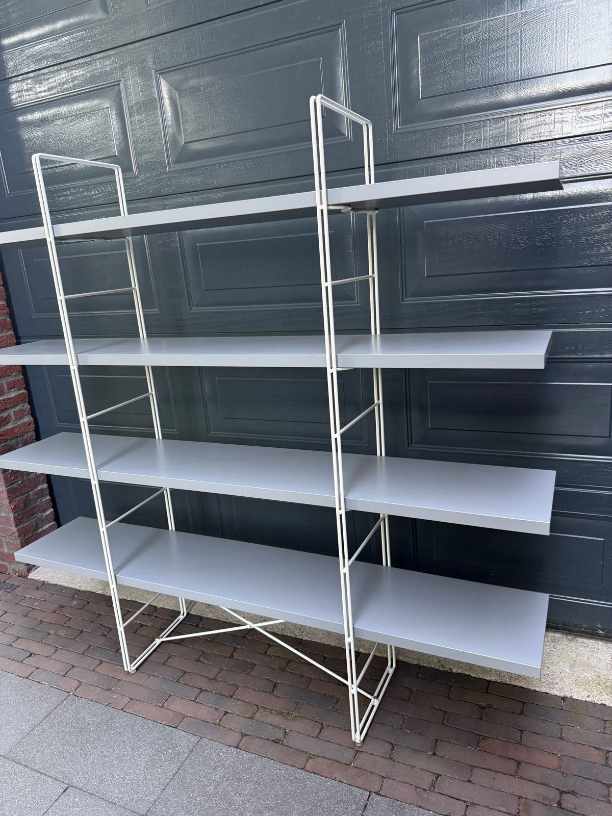 IKEA Enetri Gammelgaard wandrek/boekenplank - Grijs/Wit, Ophalen, Met plank(en), Gebruikt, 150 tot 200 cm