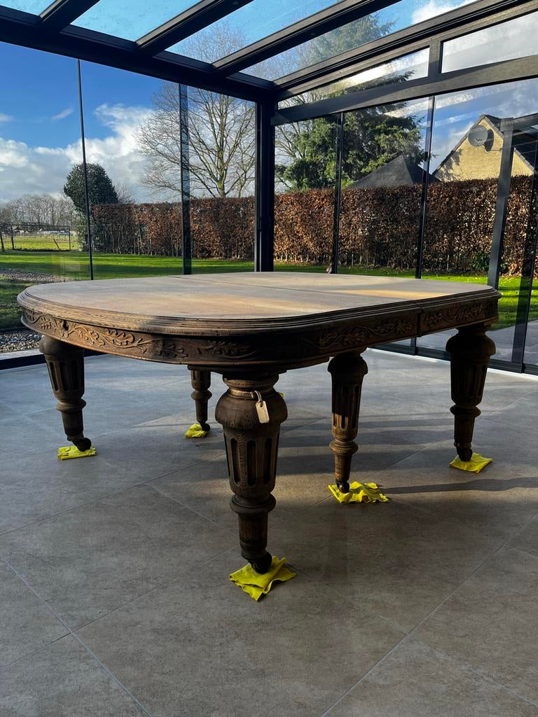 Antieke Engelse eiken tafel uit 1875 - Unieke aanwinst, Gebruikt, 150 tot 200 cm, Eikenhout, Ophalen of Verzenden