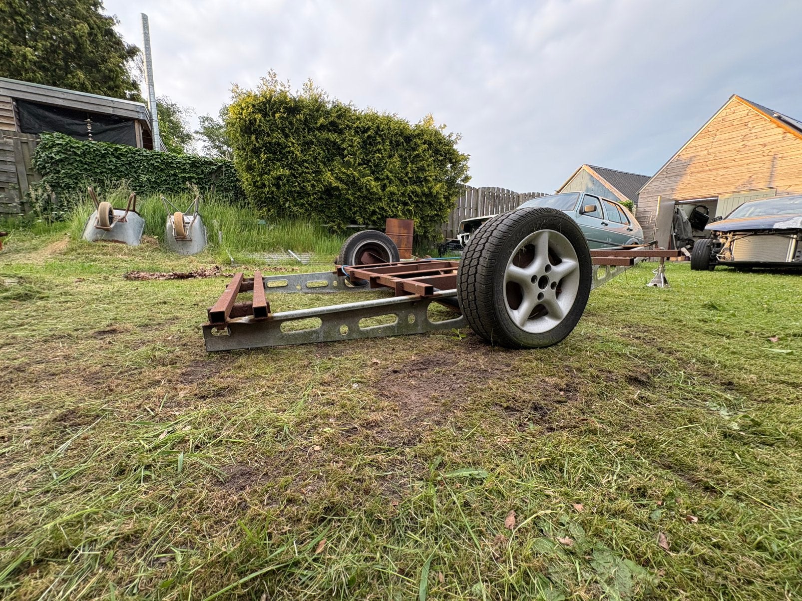 Aanhanger project met luchtvering enkelasser motorkar, Auto diversen, Aanhangers en Bagagewagens, Ophalen, Gebruikt