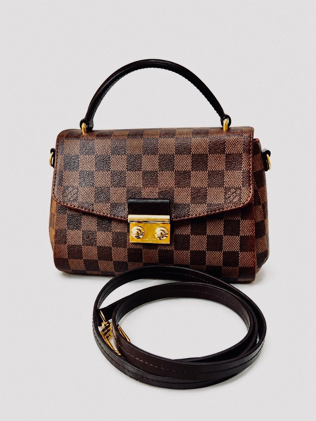 Louis Vuitton Croisette Damier Ebene, Ophalen of Verzenden, Zo goed als nieuw, Bruin, Schoudertasje