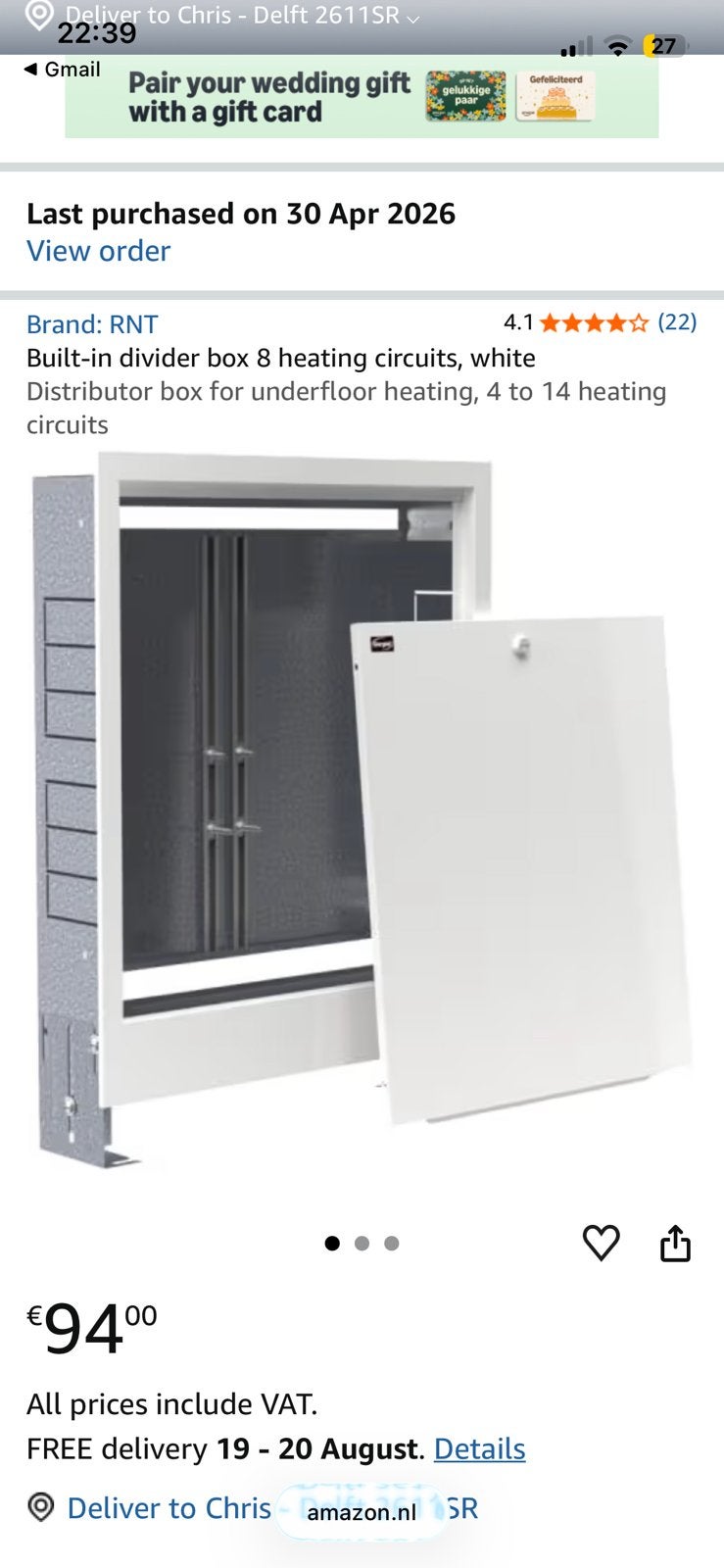 Inbouw verdelerkast 8 verwarmingscircuits, 30 tot 80 cm, Overige typen, Nieuw, Ophalen of Verzenden