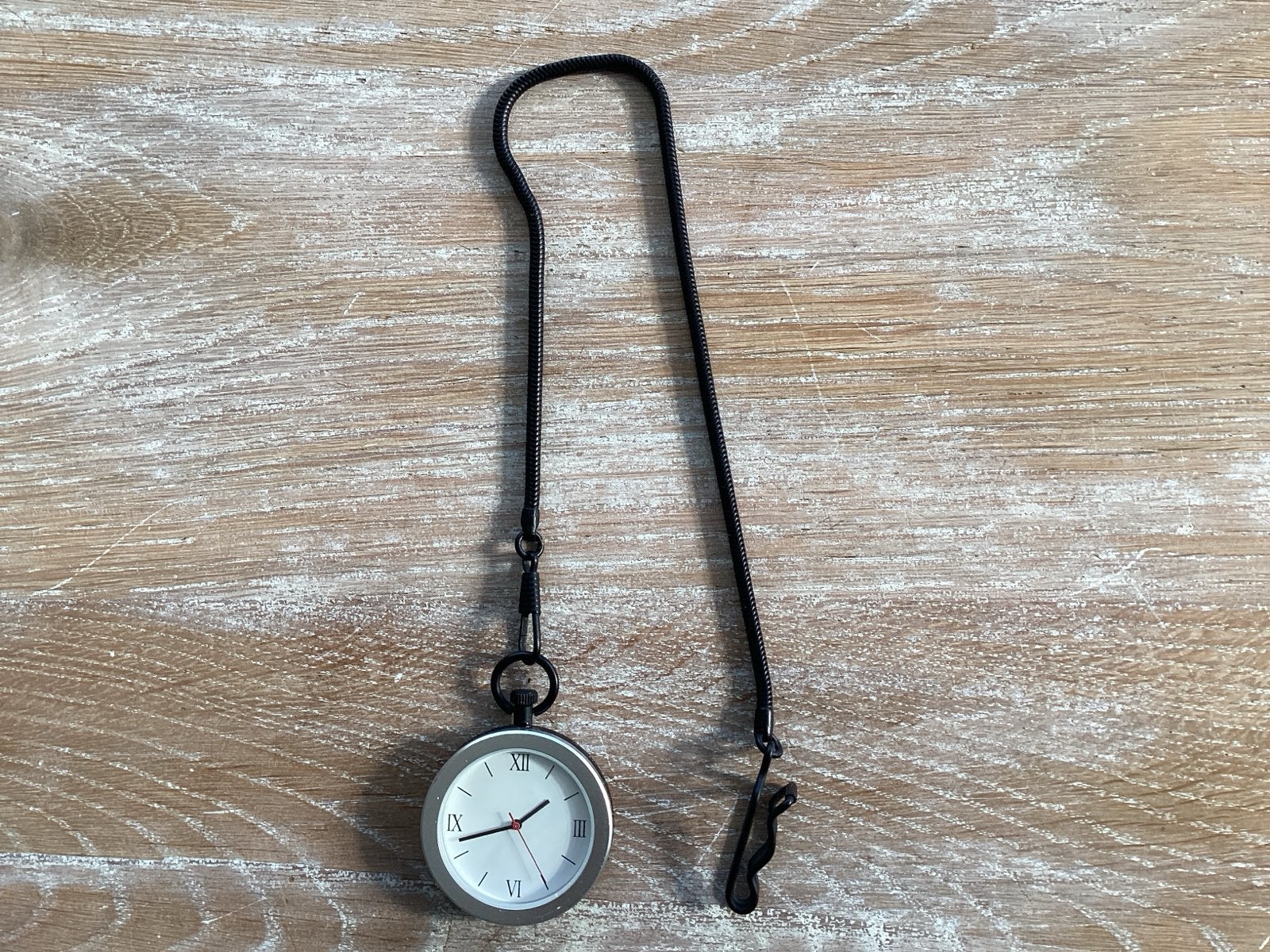 Stijlvol Verpleegsters horloge met ketting - Zwart/Zilver, Overige merken, Zakhorloge, Staal, Overige materialen