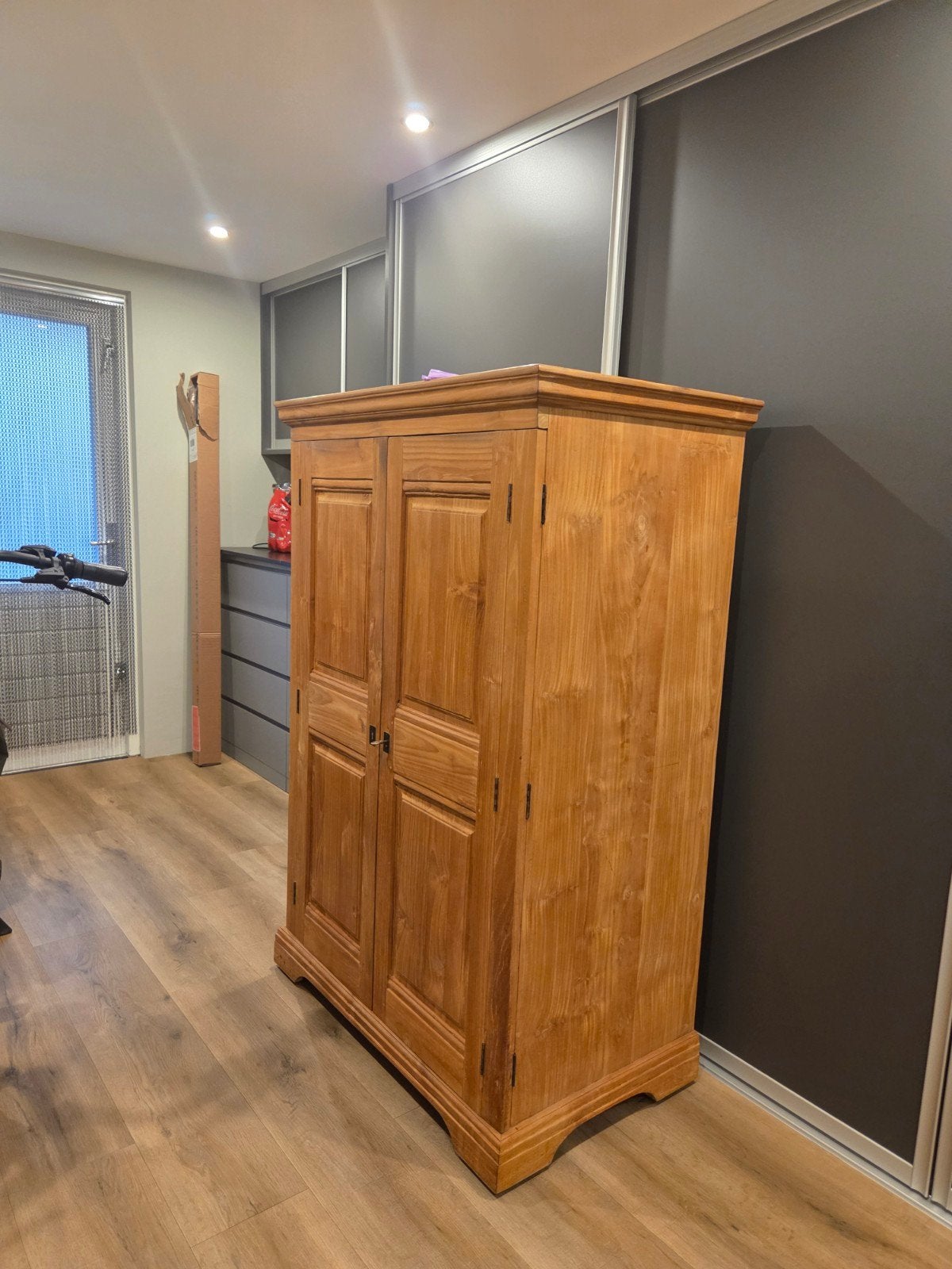 Teakhouten computerkast - Breedte 100 cm, Diepte 57 cm, Ophalen, Gebruikt, 70 tot 120 cm, 40 tot 80 cm