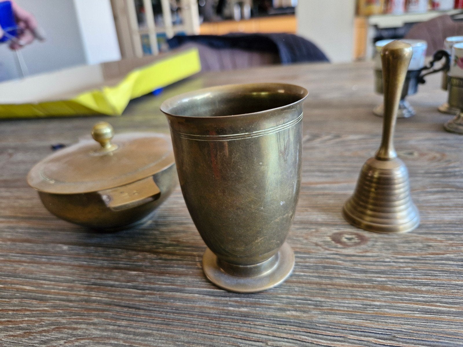 Vintage Koperen Set: Beker, Asbak en Bel, Ophalen, Koper