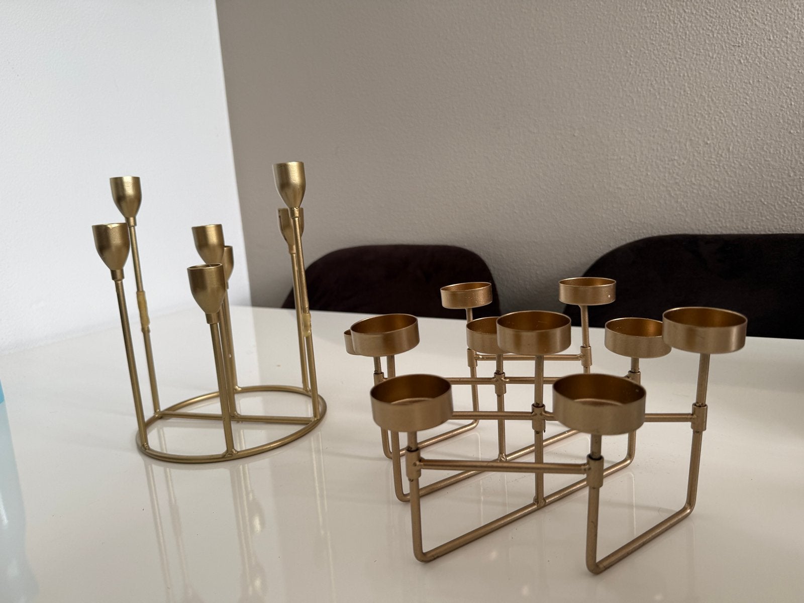 Kandelaar goud kaars kaarsjes set, Ophalen, Metaal, Minder dan 25 cm