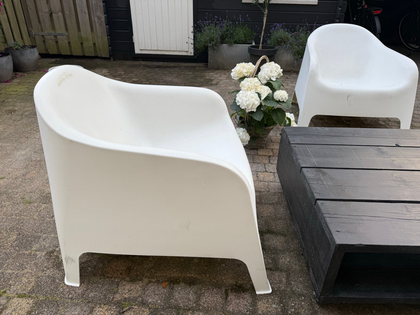 Ikea Skarpö tuinstoelen wit 2 stuks., Ophalen, Kunststof, Gebruikt, Twee