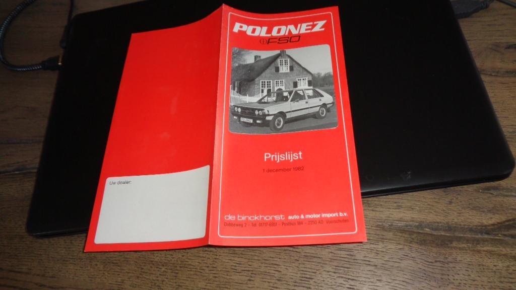 Prijslijst POLONEZ / FSO  ,  1-12-1982, Verzenden, Nieuw, Overige merken