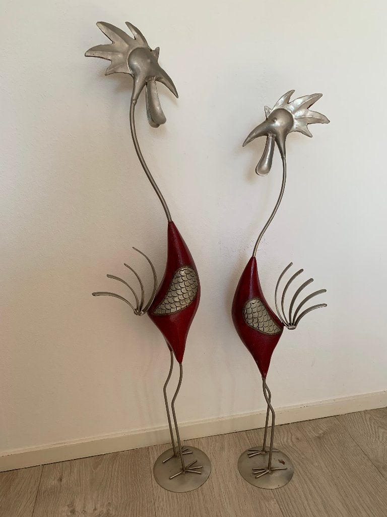 decoratief metalen haan en hen H 94 cm, 81 cm, Ophalen of Verzenden
