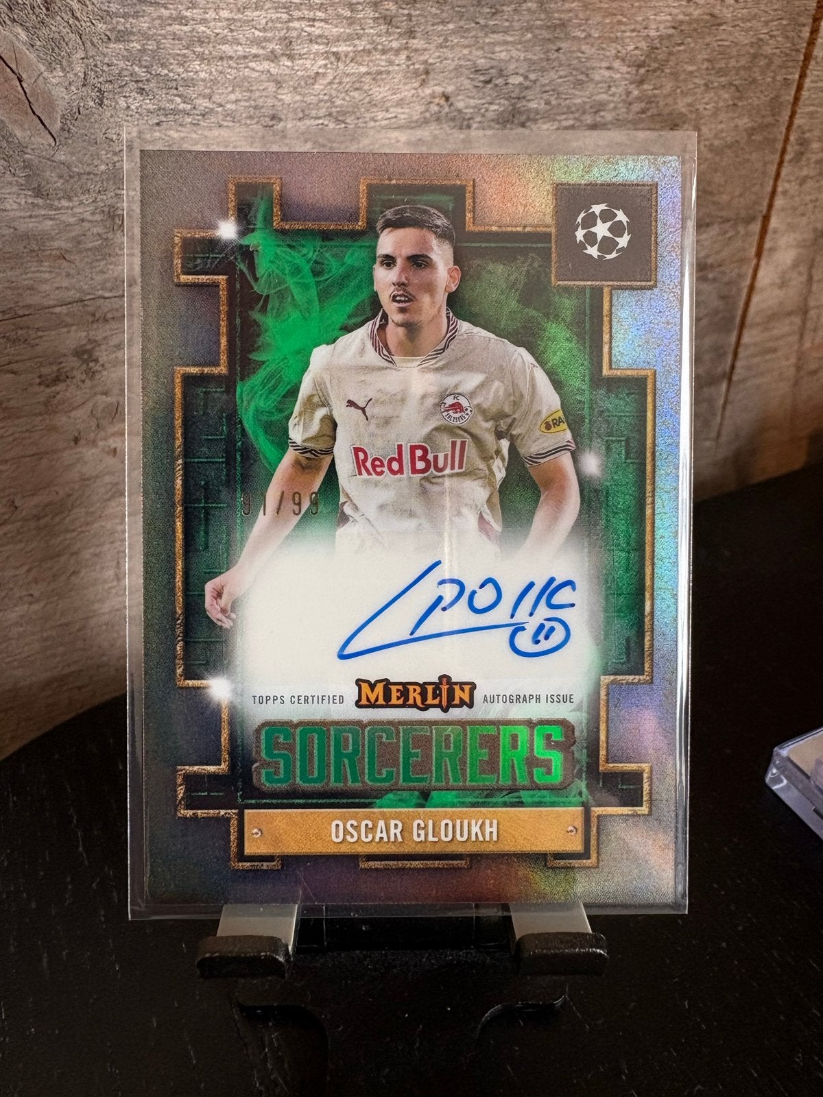 Oscar Gloukh Topps Merlin Autograph Kaart FC Salzburg /99, Ophalen of Verzenden, Zo goed als nieuw, Buitenlandse clubs, Spelerskaart