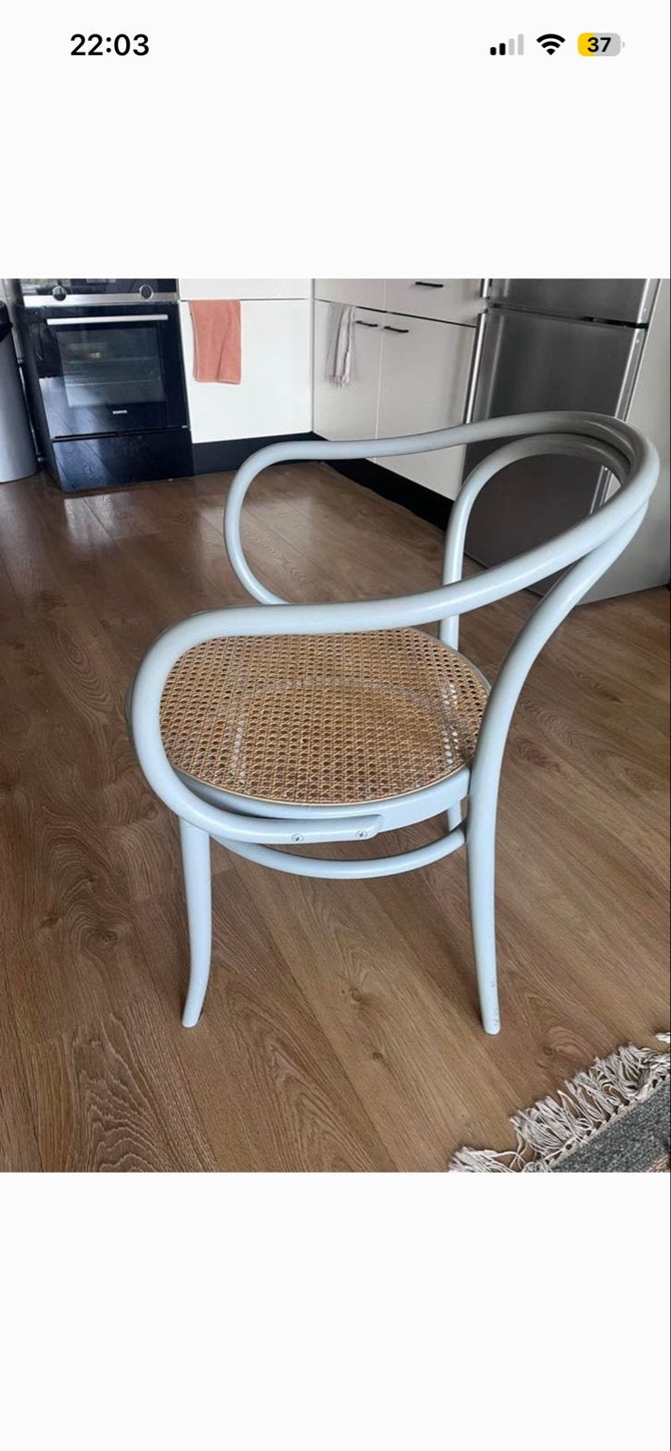 Rotan stoel met gebogen houten frame - Thonet stijl, Ophalen, Gebruikt, Hout, Eén