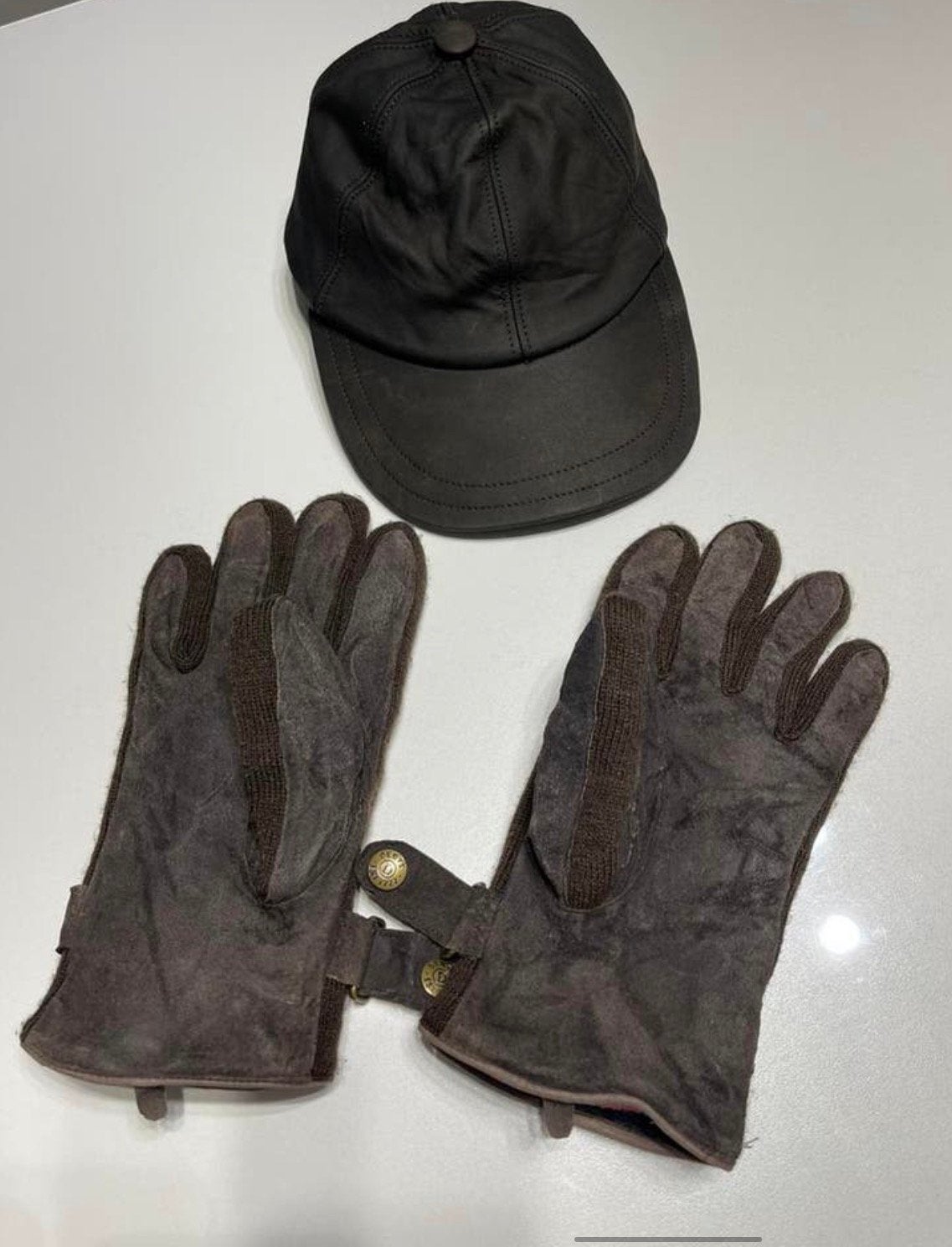 Winterset Formen Lederen Herenpet & Handschoenen Oakland, Ophalen of Verzenden, Zo goed als nieuw, Maat 52/54 (L), Handschoenen