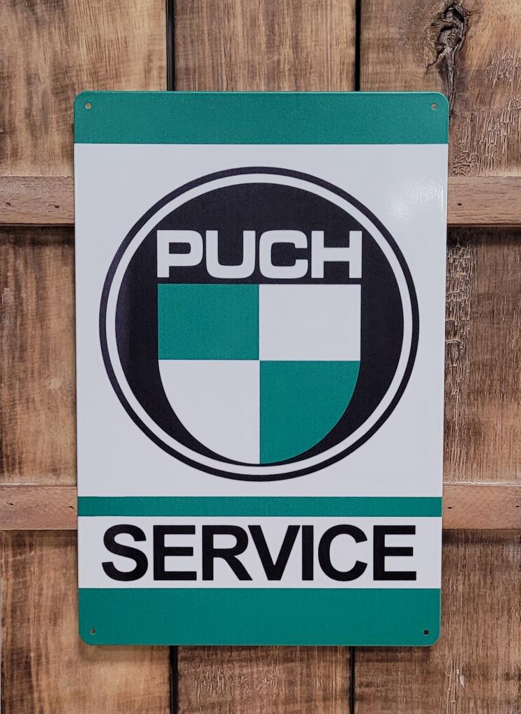 Puch Service logo reclamebord van metaal wandbord decoratie, Ophalen of Verzenden, Nieuw, Auto's