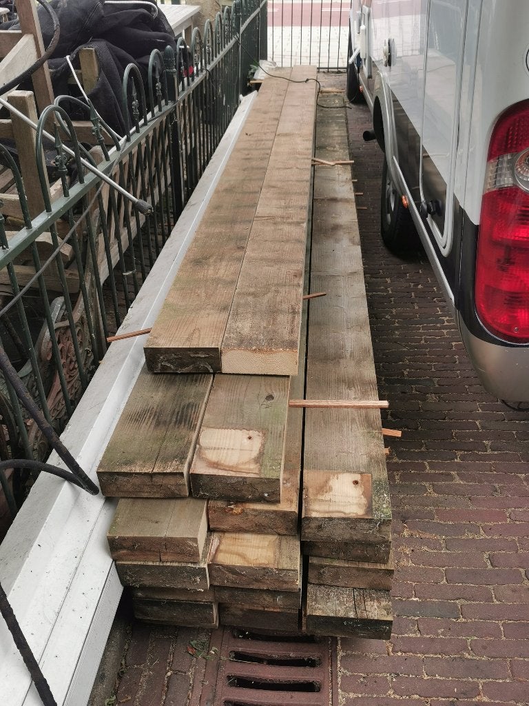 Houten (vuren) balken 19 stuks, Ophalen, Gebruikt, Balk, Vuren
