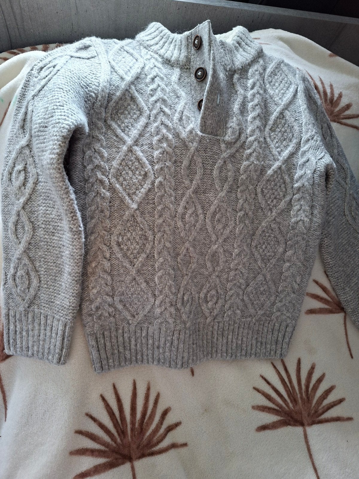 C&A gebreide trui met teddy voering - Maat 128, Kleding | Dames, Maat 42/44 (L), Ophalen of Verzenden, Zo goed als nieuw, Grijs