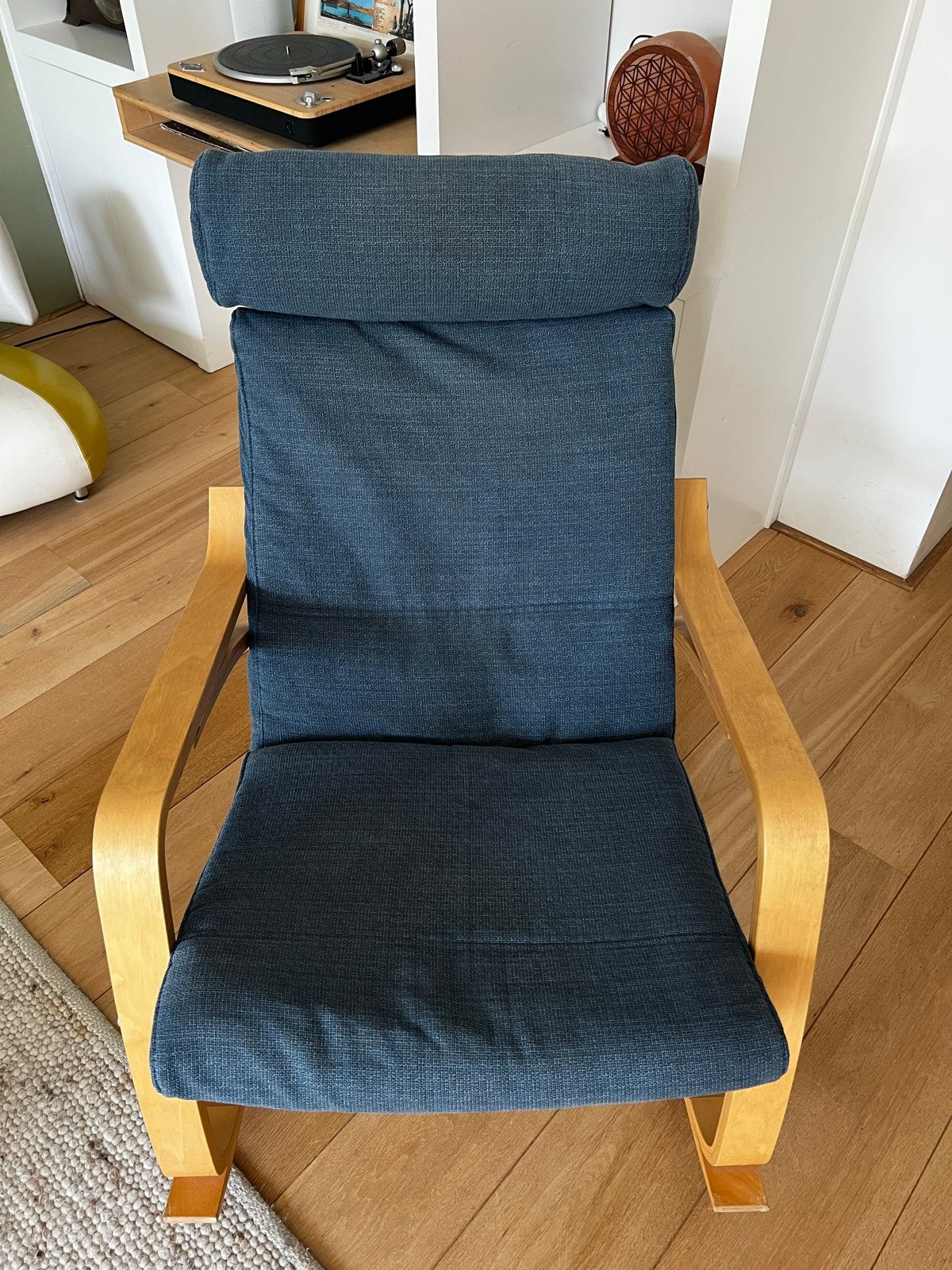 IKEA POÄNG schommelstoel met blauwe hoes, Ophalen, Gebruikt, Blauw, Eén