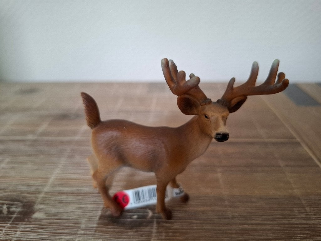 Schleich 14253 Wild Life wit staart edel hert met label, Ophalen of Verzenden, Zo goed als nieuw