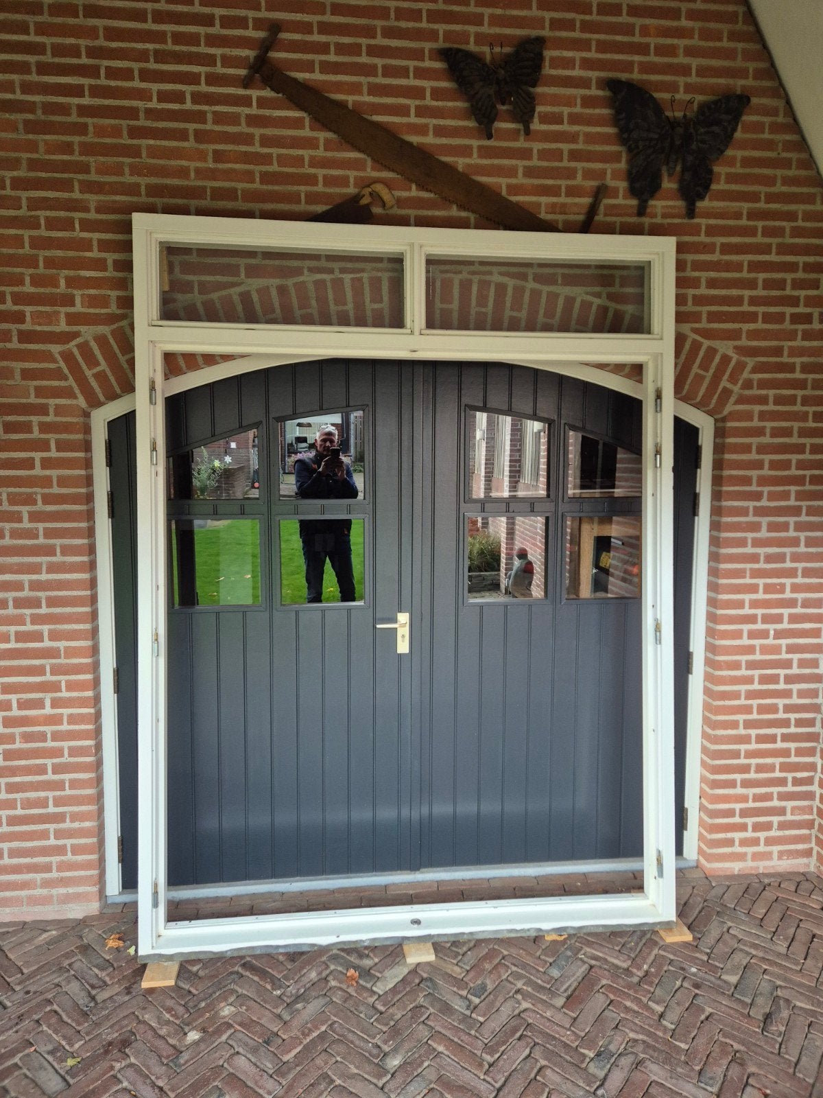 kozijn met bovenlicht en dubbele deuren, Ophalen, Deurkozijn, 150 tot 225 cm, 225 cm of meer