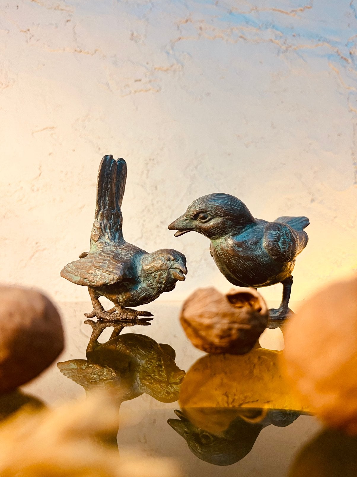 2 bronzen roodstaart vogel beeldjes, Verzamelen, Ophalen of Verzenden