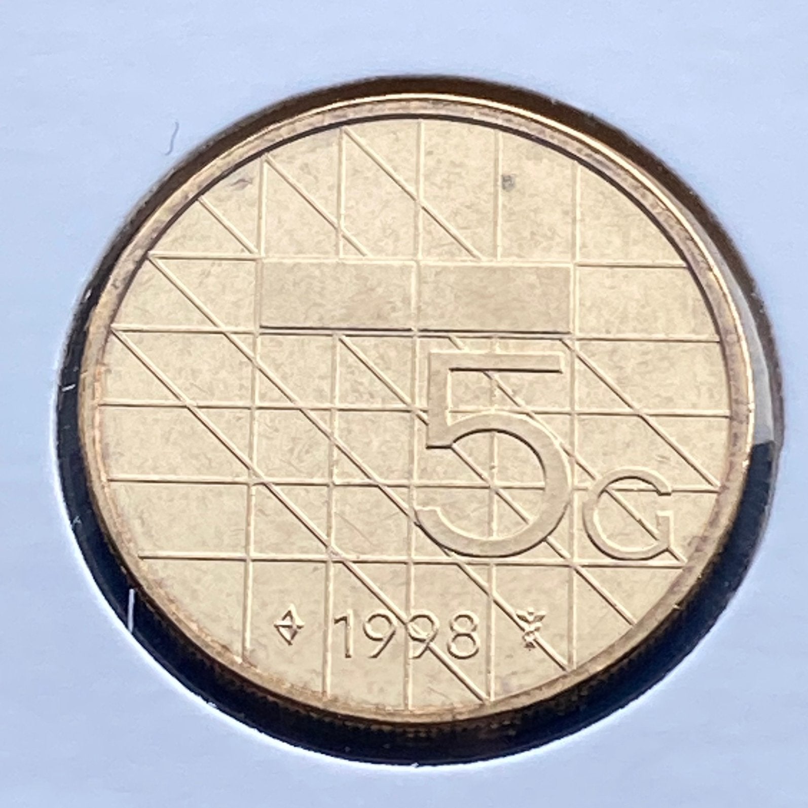 FDC 5 Gulden / UNC Vijfje uit 1998 van Beatrix, Verzenden, Koningin Beatrix, 5 gulden, Losse munt