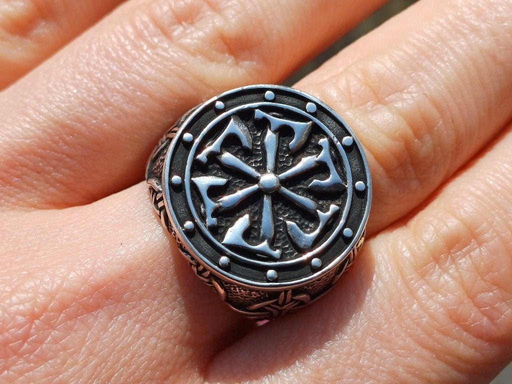Vanoli - 925 zilver ring viking Odin schild maat 18, 18 tot 19, Vanoli, Amsterdam, Heer