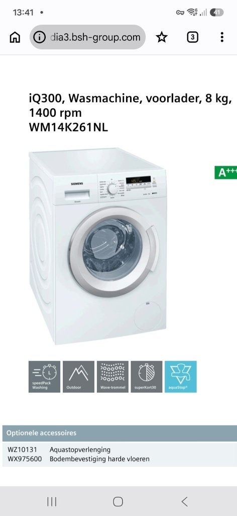tweedehands wasmachine siemens, Ophalen, 1200 tot 1600 toeren, Gebruikt, 8 tot 10 kg