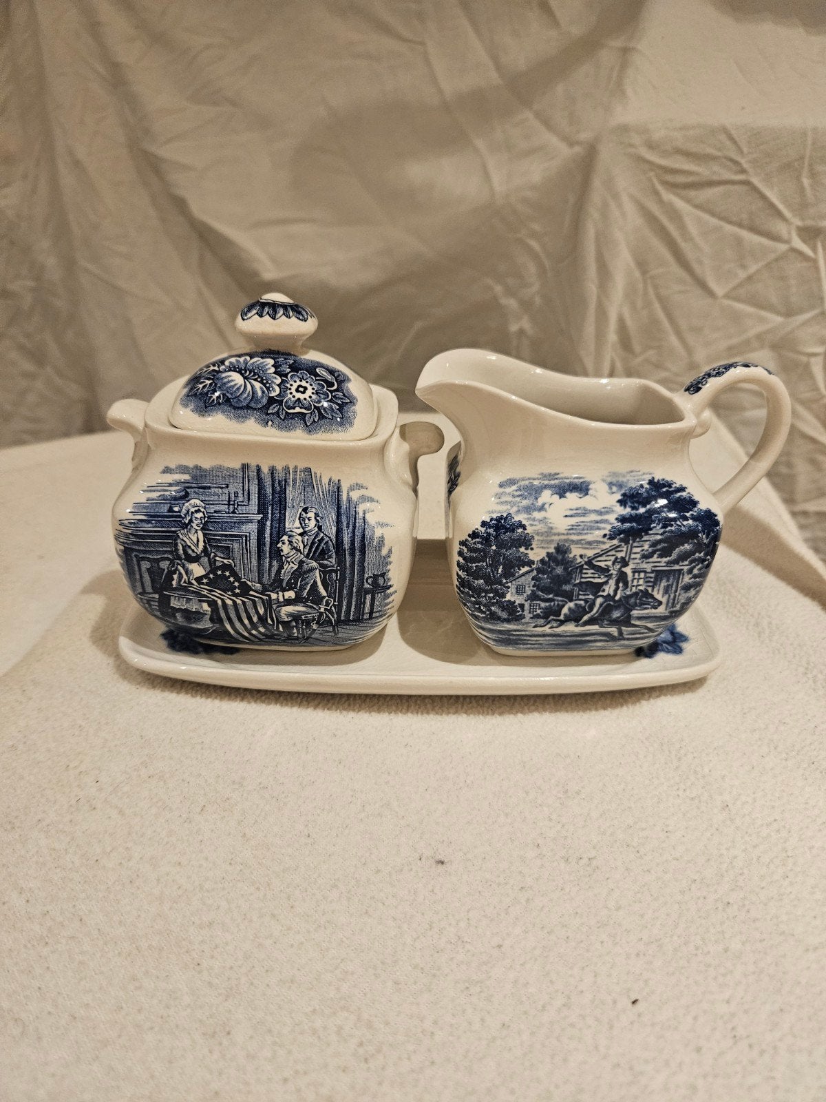 Liberty Blue Historical Scenes suikerpotten en melkkannetjes, Ophalen of Verzenden