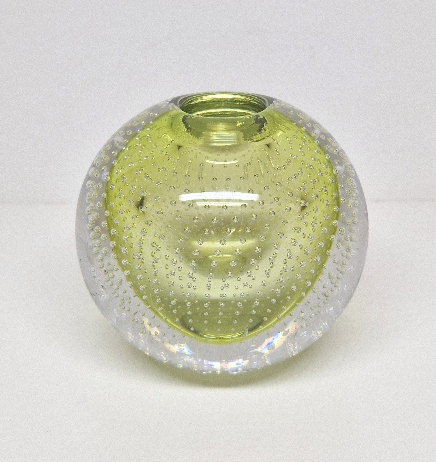 A.D. Copier Glasfabriek Leerdam groene Serica spijkervaasje., Antiek en Kunst, Ophalen of Verzenden