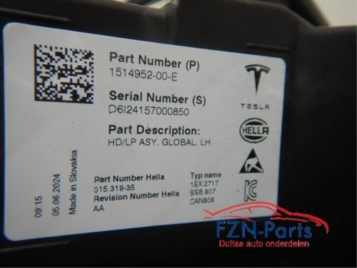 Foto 7 van Tesla Model 3 Facelift Koplamp Links Volled