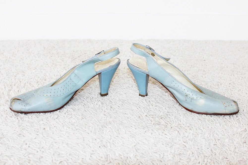 Mooie Vintage Leren Jeunesse Pumps (Maat 6½|40) s11 - € 15,-, Pumps, Jeunesse, Blauw, Ophalen of Verzenden