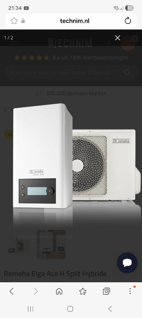 Remeha elga ace 4kw hybride warmtepomp, Ophalen, Minder dan 30 cm, Overige typen, Nieuw