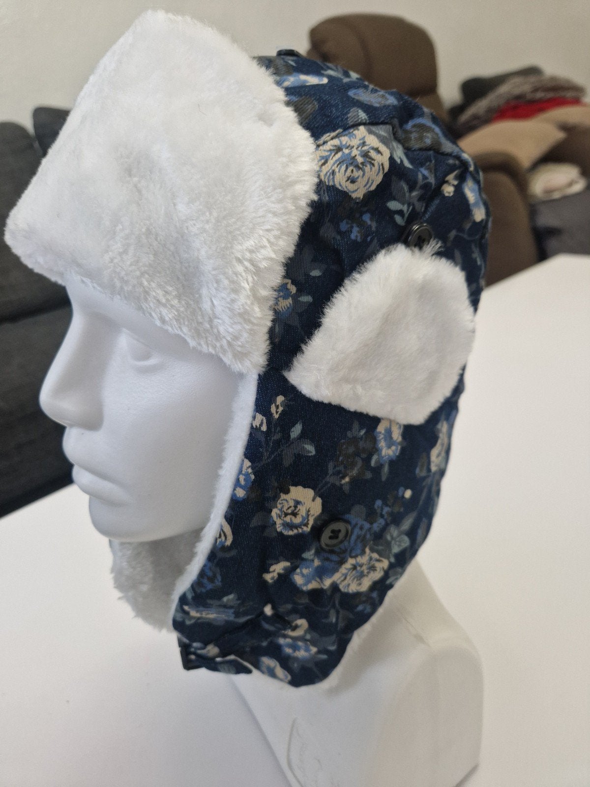 Nieuwe warme wintermuts met bloemenprint en teddy voering, Hoed, Nieuw, Onbekend, One size fits all