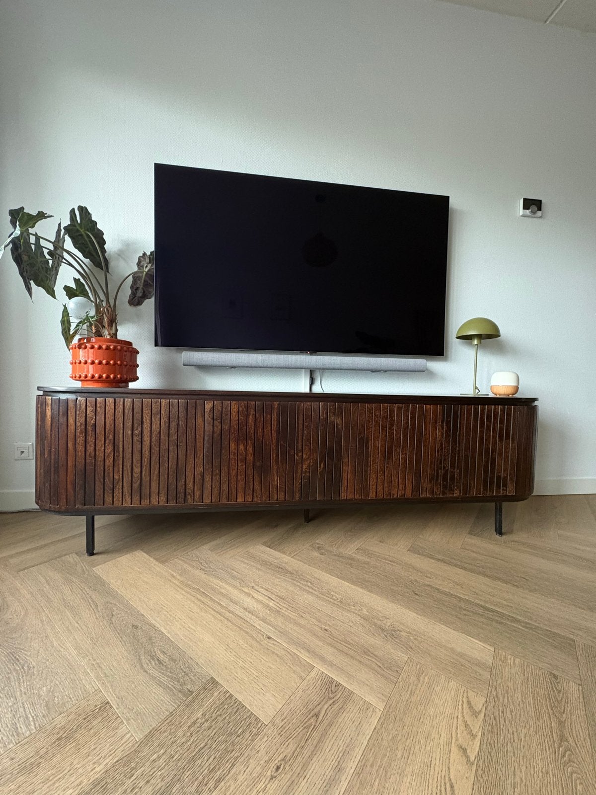 Mango houten kast tv meubel dressoir Arc Living Gendt 210, Ophalen, Gebruikt, 200 cm of meer, Minder dan 100 cm