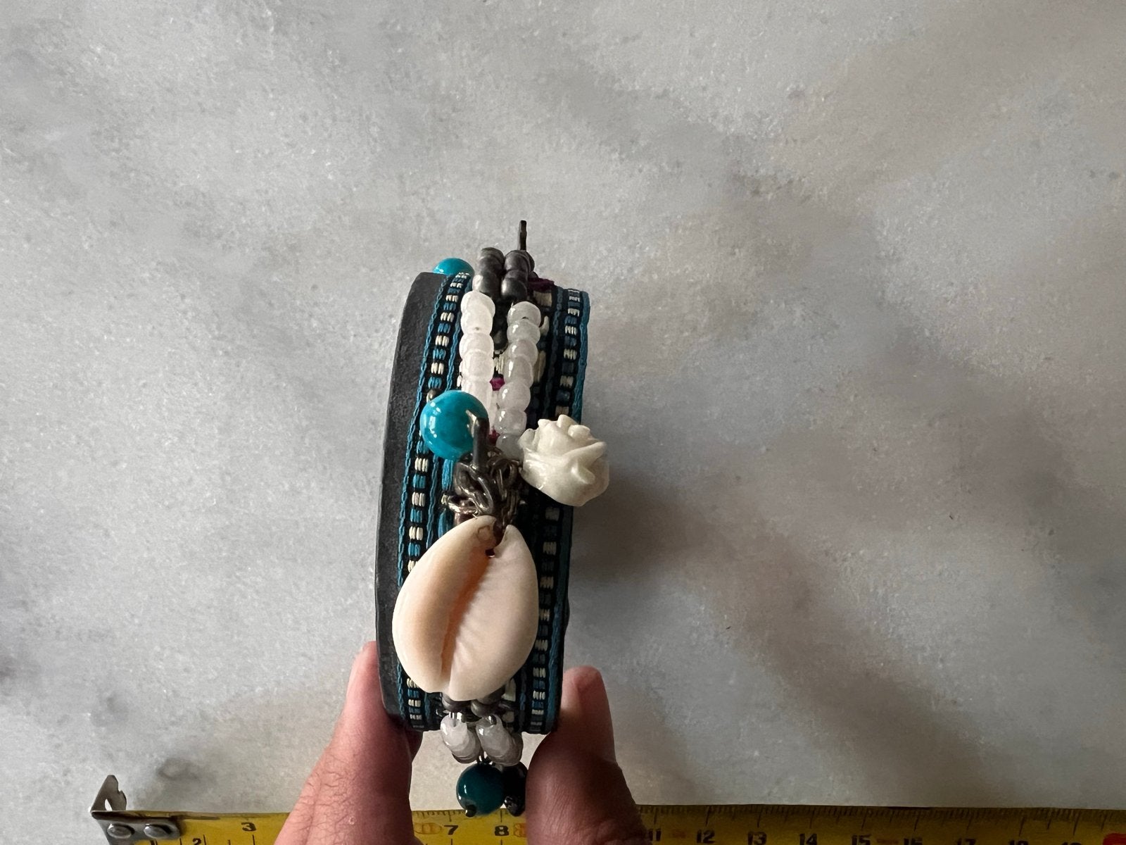 NG Design Leren Armband met Bedels - Maat L (20cm), Gebruikt, Zwart, Leer, Ophalen of Verzenden